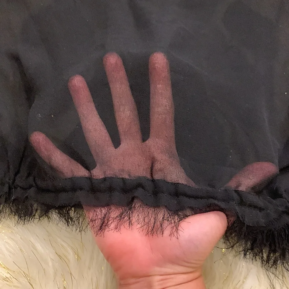 Free People Black Sheer Sleeveless Top with Feather Design Women’s Medium - Picture 5 of 5